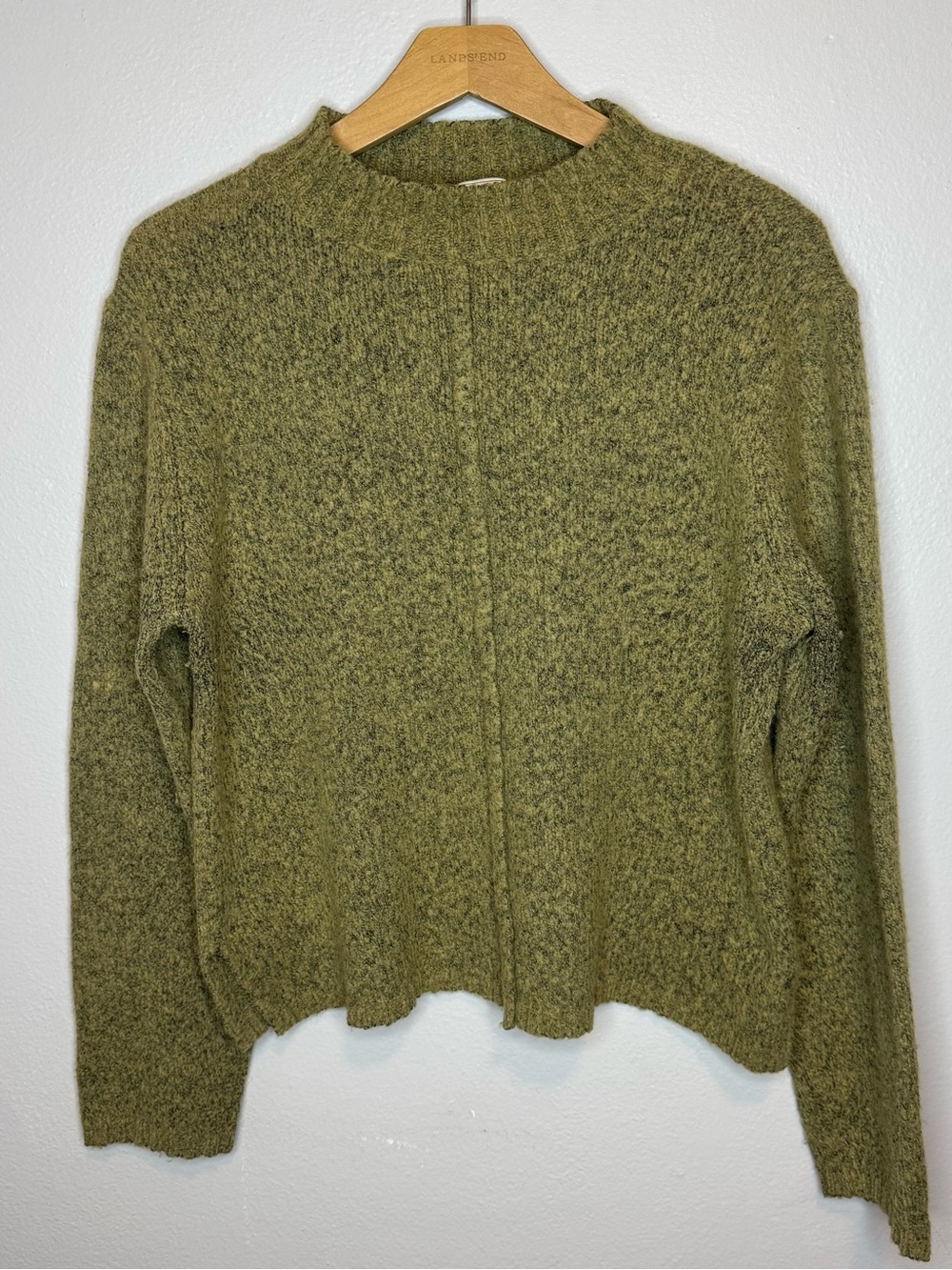 Vintage Alps Olive Heather Alpaca Wool Blend Exposed Seam Sweater